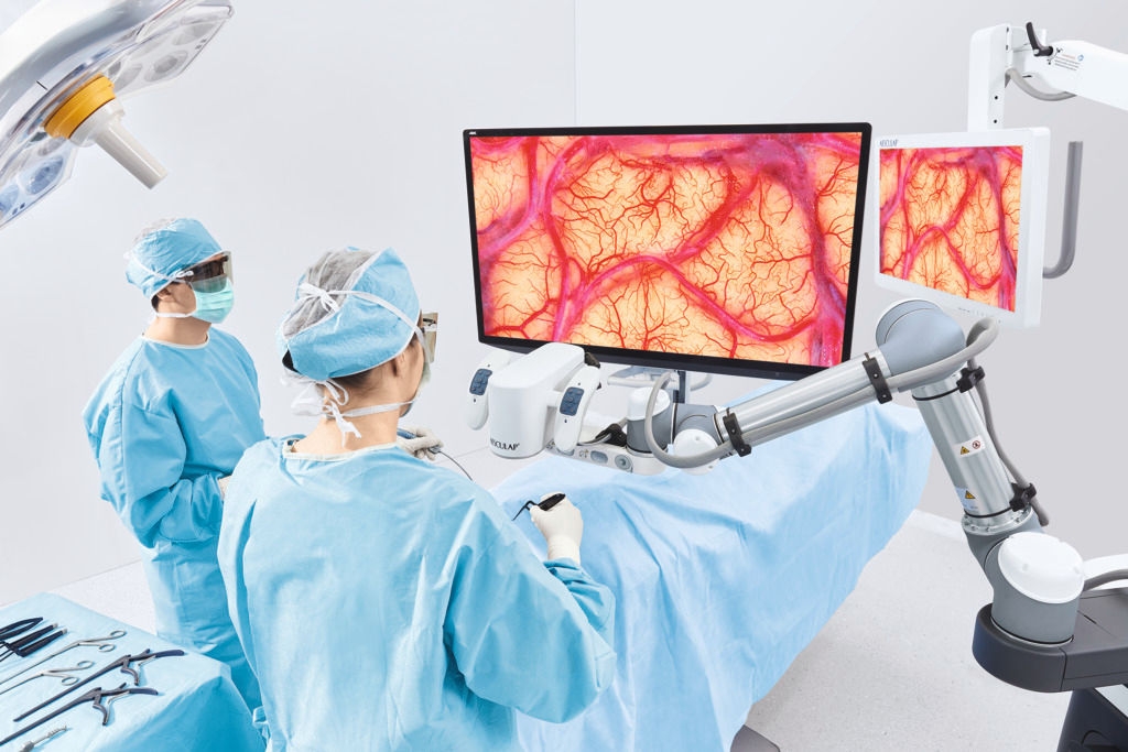 2019: Aesculap Aeos®, digital, robot-assisted surgical microscope with outstanding image quality and good ergonomics.